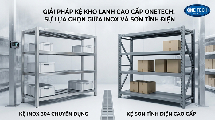 Chất liệu kệ kho lạnh inox và thép sơn tĩnh điện So sánh kệ kho lạnh inox và kệ thép sơn tĩnh điện