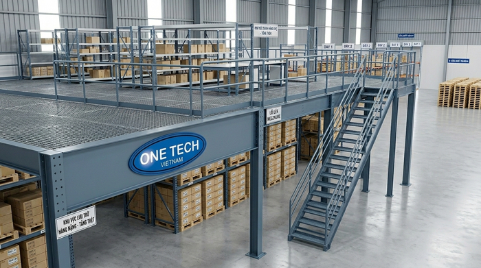 Kệ sàn mezzanine độc lập trong kho hàng tại Hồ Chí Minh