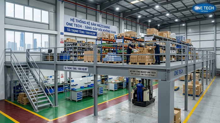 Kệ sàn mezzanine Hồ Chí Minh lắp đặt trong kho hàng thực tế