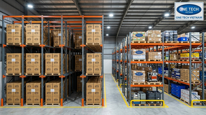Kho kết hợp kệ drive in và kệ selective để tối ưu lưu trữ