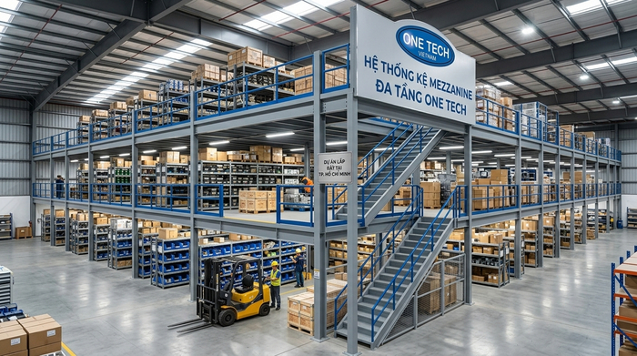 Lắp đặt hoàn thiện kệ sàn mezzanine Hồ Chí Minh trong nhà kho
