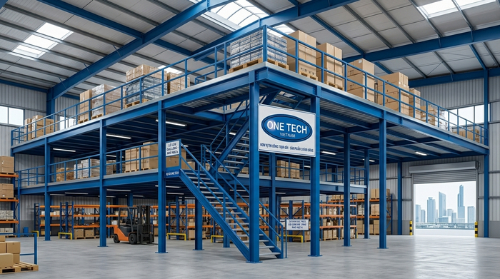 Thi công kệ sàn mezzanine tại Hồ Chí Minh trong kho đang vận hành