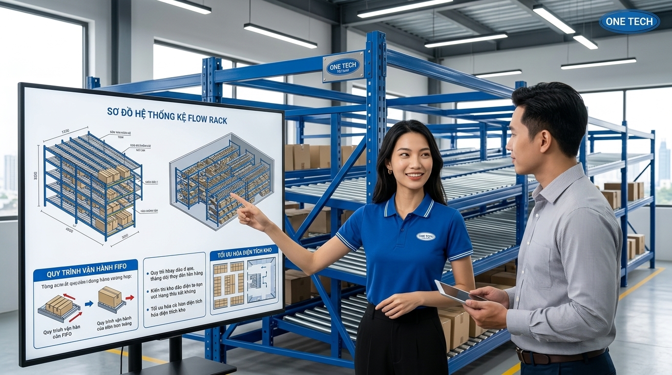 Tư vấn kệ Flow racks Hồ Chí Minh theo nhu cầu kho Tư vấn thiết kế kệ Flow racks Hồ Chí Minh cho kho hàng doanh nghiệp