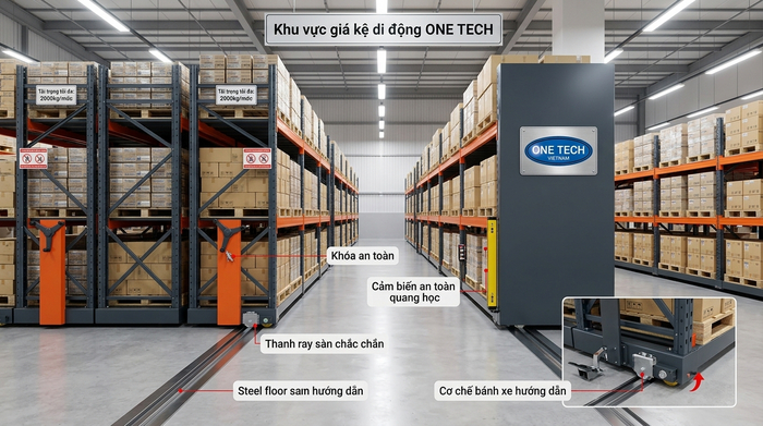 An toàn khi vận hành hệ thống kệ di động trong kho hàng