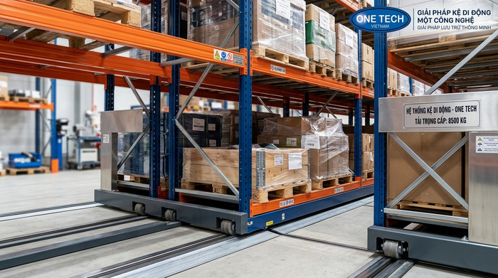 Beam và ray của kệ di động trong hệ thống lưu trữ kho