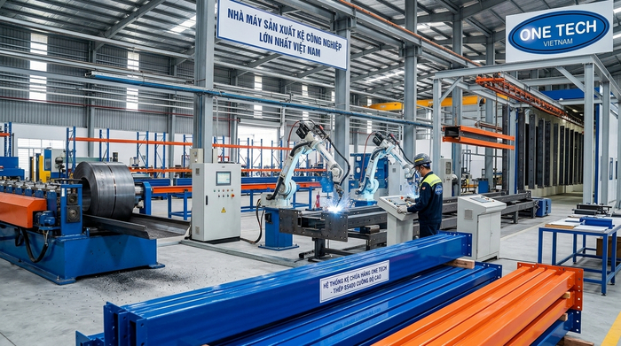 Sản xuất kệ kho hàng giá tại nhà máy Dây chuyền sản xuất kệ Selective tại nhà máy OneTech
