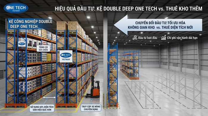 Tính hiệu quả đầu tư kệ Double Deep Hiệu quả đầu tư kệ Double Deep so với thuê thêm mặt bằng