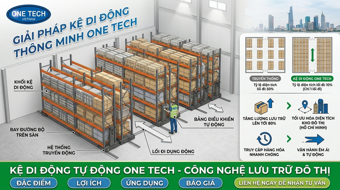 Sơ đồ tổng quan kệ kho di động Hồ Chí Minh trong kho hàng