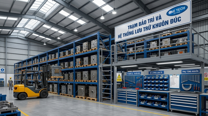 Kệ chứa khuôn kết hợp khu bảo trì Kệ chứa khuôn trong kho kết hợp khu bảo trì khuôn