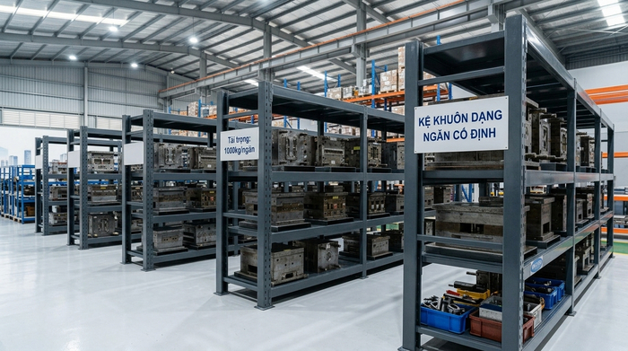 Kệ để khuôn dạng ngăn cố định Kệ để khuôn dạng ngăn cố định trong kho TP.HCM