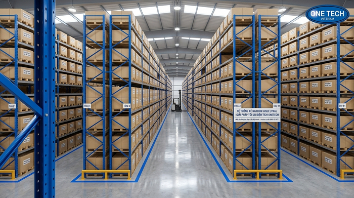 Kệ Narrow Aisle Hồ Chí Minh tối ưu kho cao tầng Kệ Narrow Aisle Hồ Chí Minh trong kho cao tầng