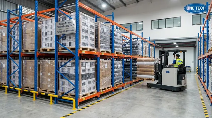 Kệ push back cho kho sản xuất tại TP.HCM Kệ Push Back Hồ Chí Minh dùng cho kho sản xuất và lưu trữ pallet nặng