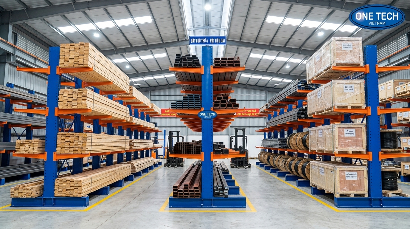 Bố trí lối đi xe nâng cho kệ tay đỡ tải trọng nặng Kệ tay đỡ tải trọng nặng bố trí lối đi xe nâng