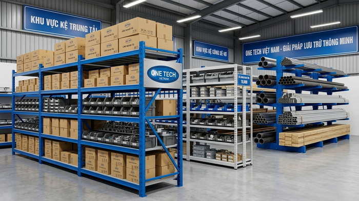 Kệ trung tải kệ v lỗ và kệ tay đỡ cho kho tại TP HCM