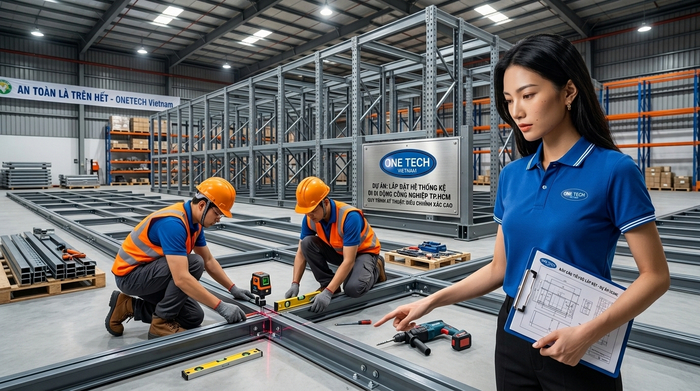 Lắp đặt ray kệ kho di động trong kho hàng tại Hồ Chí Minh