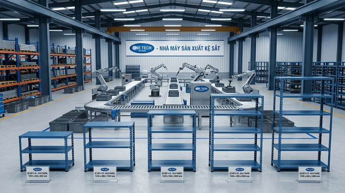 Dây chuyền sản xuất kệ sắt V lỗ tại nhà máy OneTech Dây chuyền sản xuất kệ sắt V lỗ tại nhà máy OneTech