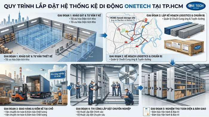 Quy trình lắp đặt kệ di động tại TP.HCM từ khảo sát đến bàn giao
