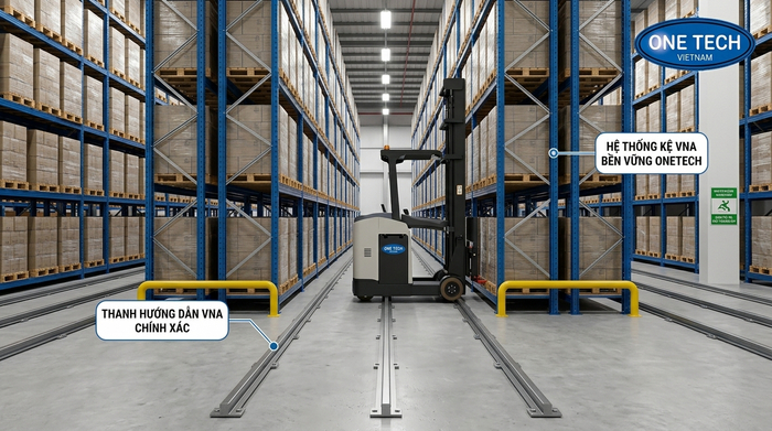 Ray dẫn hướng cho hệ thống kệ VNA Ray dẫn hướng cho xe nâng trong hệ thống kệ VNA