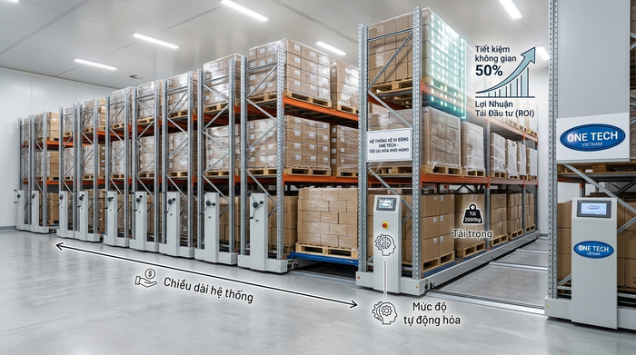 Minh họa ROI kệ di động nhờ tối ưu không gian kho