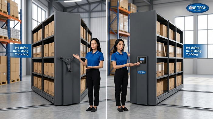 So sánh kệ di động thủ công và kệ di động tự động hóa