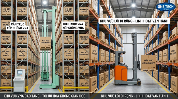 So sánh Stacker-Crane và xe nâng điện trong kho hàng