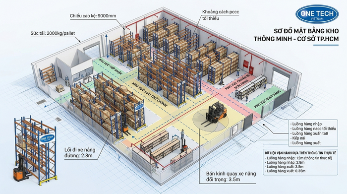 Thiết kế layout 3D cho kệ kho thông minh tại Hồ Chí Minh