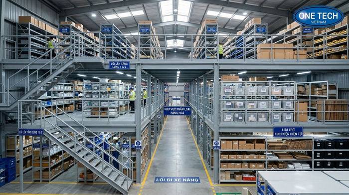 Thiết kế mezzanine cho kho trung chuyển Thiết kế mezzanine cho kho trung chuyển giúp tăng diện tích sử dụng