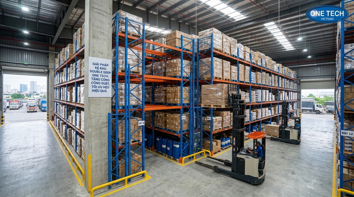 Tối ưu diện tích kho tại TP HCM bằng kệ Double Deep Minh họa tối ưu diện tích kho bằng kệ Double Deep