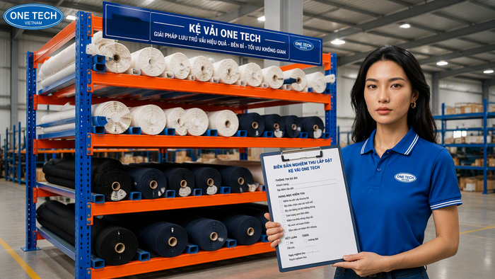 Bàn giao kệ để vải và hướng dẫn vận hành Bàn giao kệ để vải sau lắp đặt tại kho