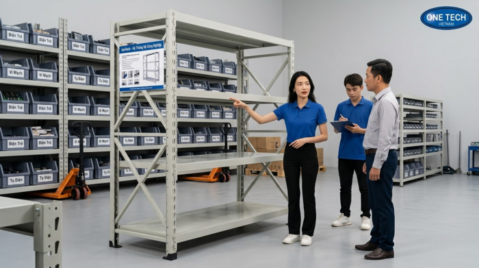 Đào tạo quy trình vận hành kệ kho linh kiện điện tử sau bàn giao Bàn giao và đào tạo vận hành kệ kho linh kiện điện tử