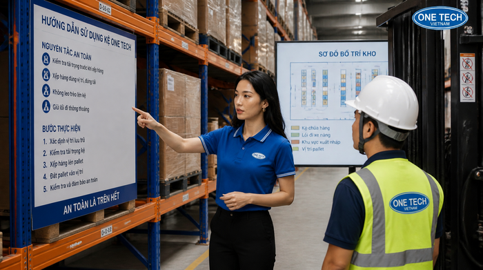 Đào tạo quy trình sử dụng kệ kho logistics an toàn Đào tạo vận hành kệ kho logistics và xe nâng sau lắp đặt