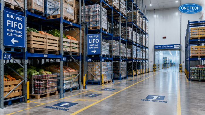 Quy trình FIFO và LIFO cho kho thực phẩm Minh họa FIFO và LIFO trong kệ kho thực phẩm