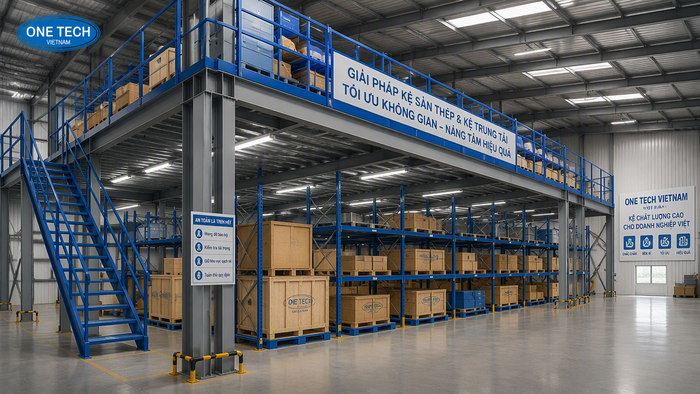 Hệ thống mezzanine cho kho tối ưu chiều cao Hệ thống mezzanine cho kho tại Hồ Chí Minh tăng diện tích lưu trữ
