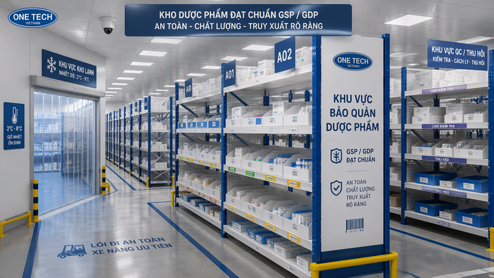 Kệ kho dược phẩm Hồ Chí Minh cho kho y tế Kệ kho dược phẩm Hồ Chí Minh trong kho y tế được phân khu rõ ràng