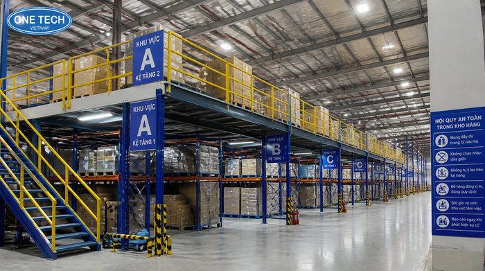 Kệ sàn mezzanine tăng diện tích sử dụng kho Kệ sàn mezzanine tại kho logistics Hồ Chí Minh