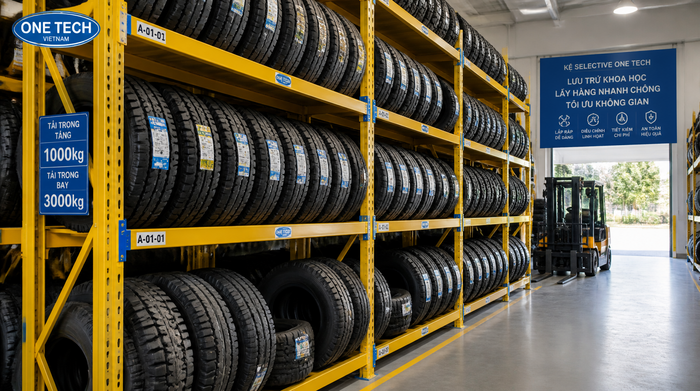 Kệ Selective chứa lốp xe tải Kệ Selective chứa lốp xe tải trong kho tại Hồ Chí Minh