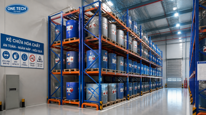 Kệ selective cho pallet hóa chất Kệ selective chứa pallet hóa chất