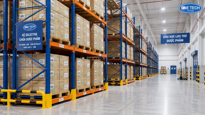 Kệ Selective cho kho dược phẩm pallet Kệ Selective lưu trữ pallet dược phẩm trong kho hàng tại TP.HCM