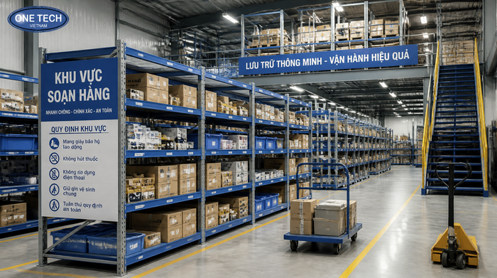 Kệ trung tải cho hàng thùng và khu soạn đơn Kệ trung tải cho khu picking trong kho logistics