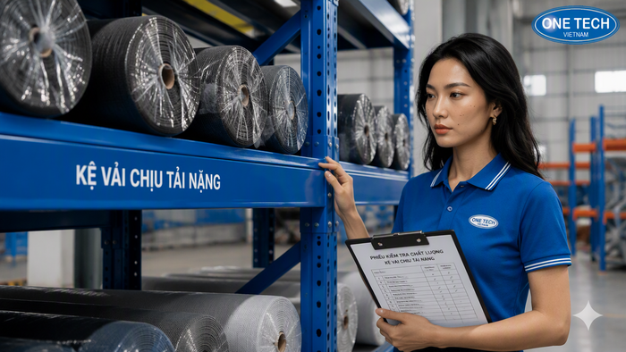 Kiểm tra chất lượng kệ chứa vải Kiểm tra chất lượng kệ chứa vải trước khi bàn giao