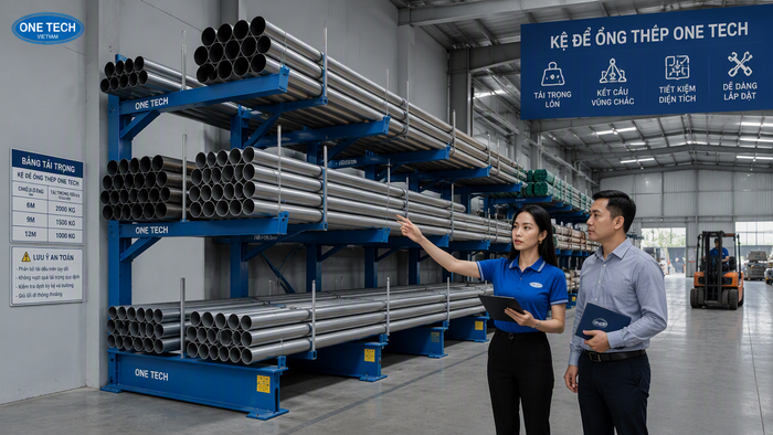 OneTech tư vấn kệ để ống thép Hồ Chí Minh Kệ kho hàng Hồ Chí Minh tư vấn kệ để ống thép theo yêu cầu