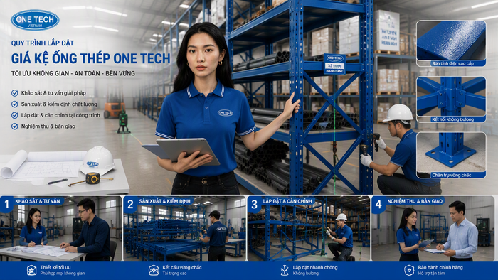 Quy trình lắp đặt kệ để ống thép Hồ Chí Minh Quy trình lắp đặt kệ để ống thép Hồ Chí Minh từ khảo sát đến bàn giao