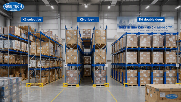 So sánh các mẫu kệ tải trọng nặng cho kho hàng So sánh kệ selective drive in double deep trong thiết bị nhà kho Hồ Chí Minh