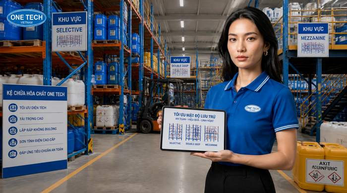 Tối ưu mật độ lưu trữ kho hóa chất Hồ Chí Minh Tối ưu mật độ lưu trữ kho hóa chất bằng kệ công nghiệp
