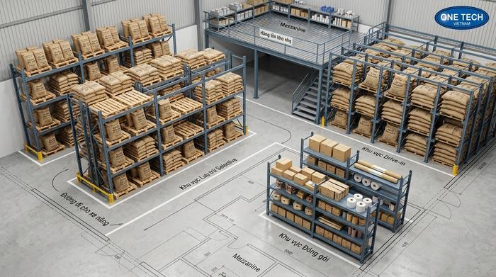 Báo giá kệ kho cà phê theo mặt bằng Tư vấn báo giá kệ kho cà phê theo mặt bằng và tải trọng thực tế
