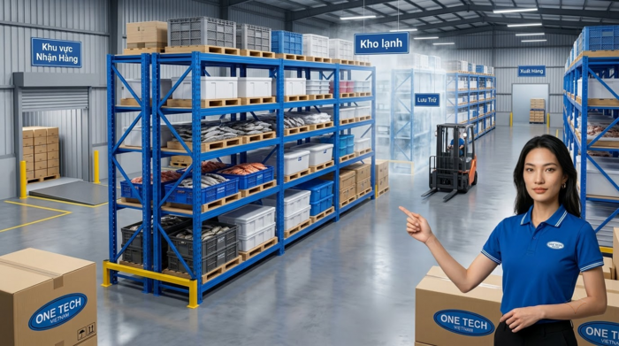 Sơ đồ bố trí kệ kho thủy hải sản tối ưu luồng vận hành Bố trí kệ kho thủy hải sản theo quy trình nhận hàng lưu trữ xuất hàng