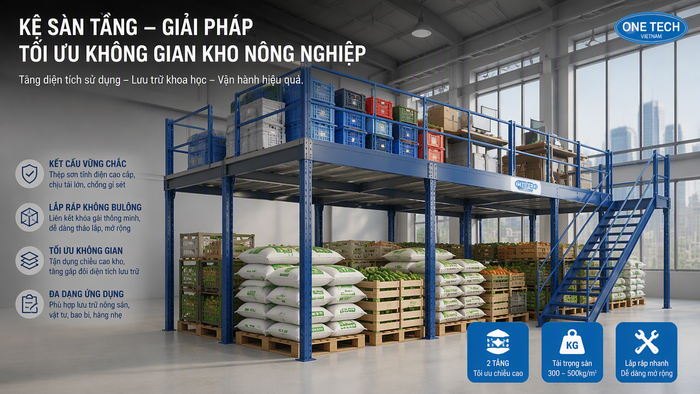 Kệ mezzanine cho nông sản tại Hồ Chí Minh Kệ mezzanine cho nông sản giúp tăng diện tích lưu trữ tại TP HCM