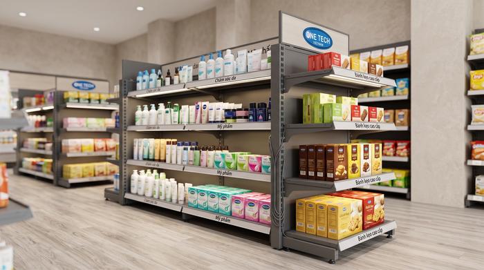 Kệ FMCG cho cửa hàng tiện lợi và siêu thị mini Kệ siêu thị FMCG cho cửa hàng tiện lợi tại Hồ Chí Minh
